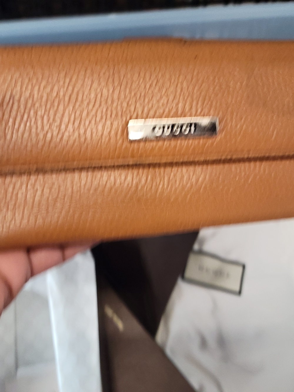 Gucci Cognac Pebbled Leather Wallet Shoulder Bag